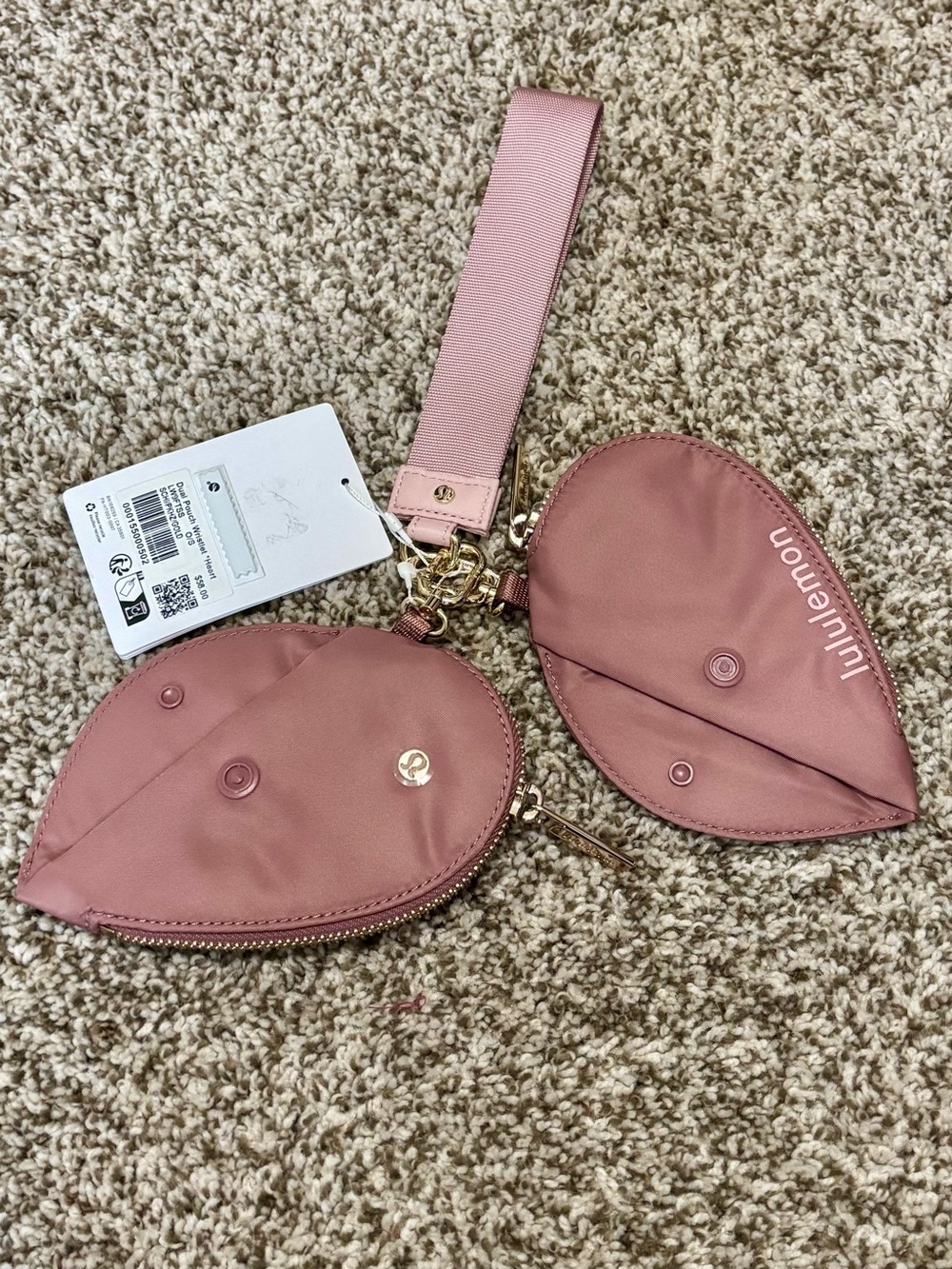 lululemon athletica Dusty Rose Double Pouch Wristlet with Strap